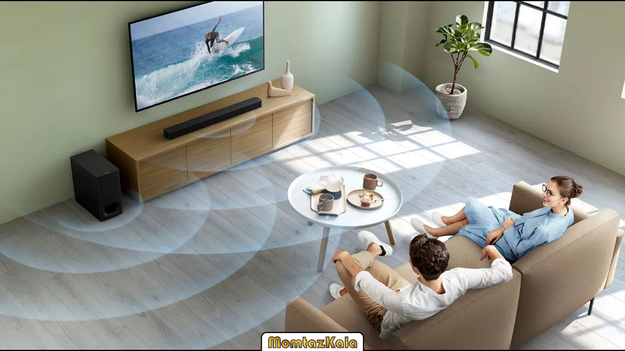 - تلویزیون ال جی 65NANO846 کیفیت صوتی ساندبار سونی ht-s350r