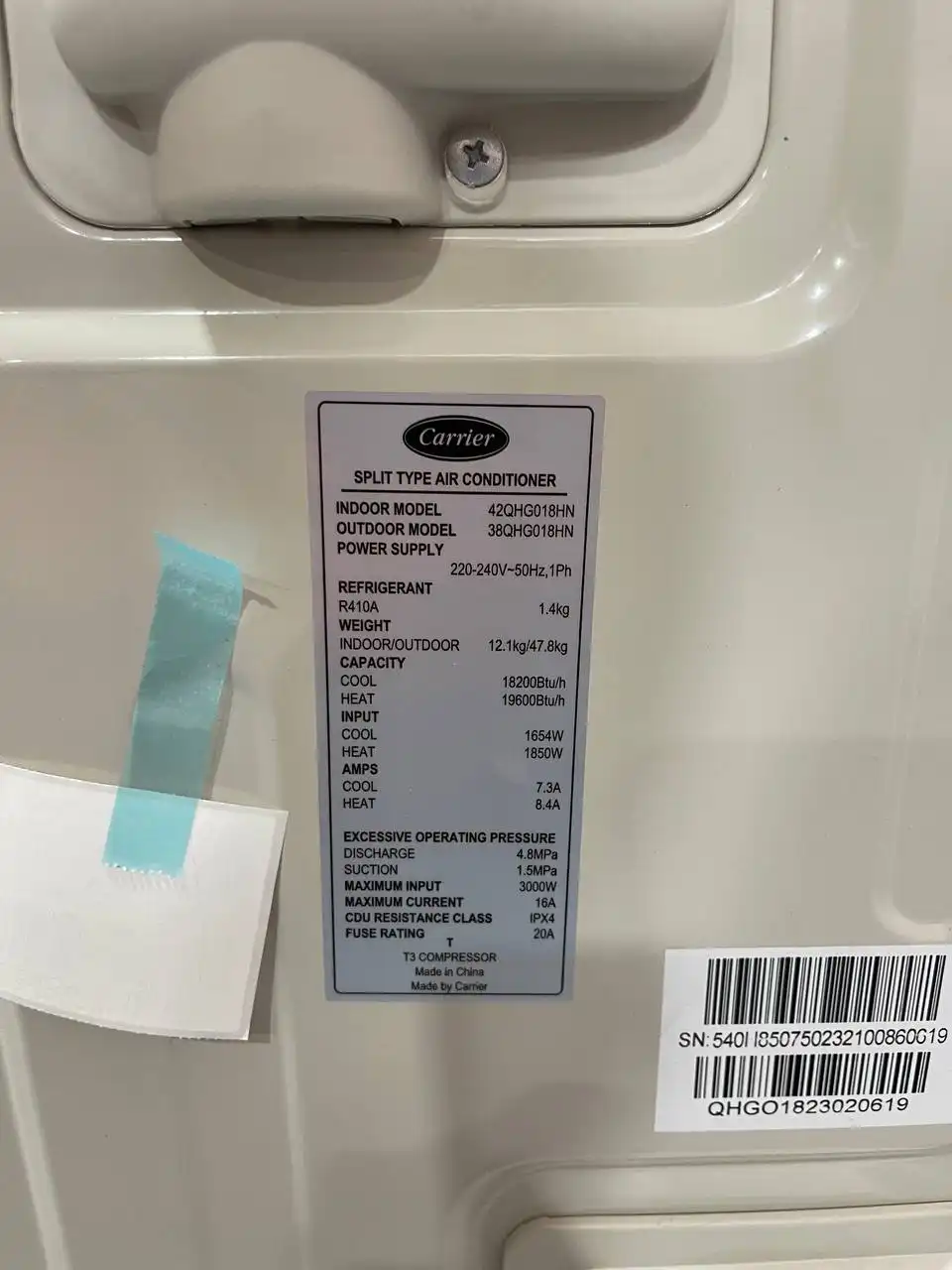 کولر گازی کریر 18000