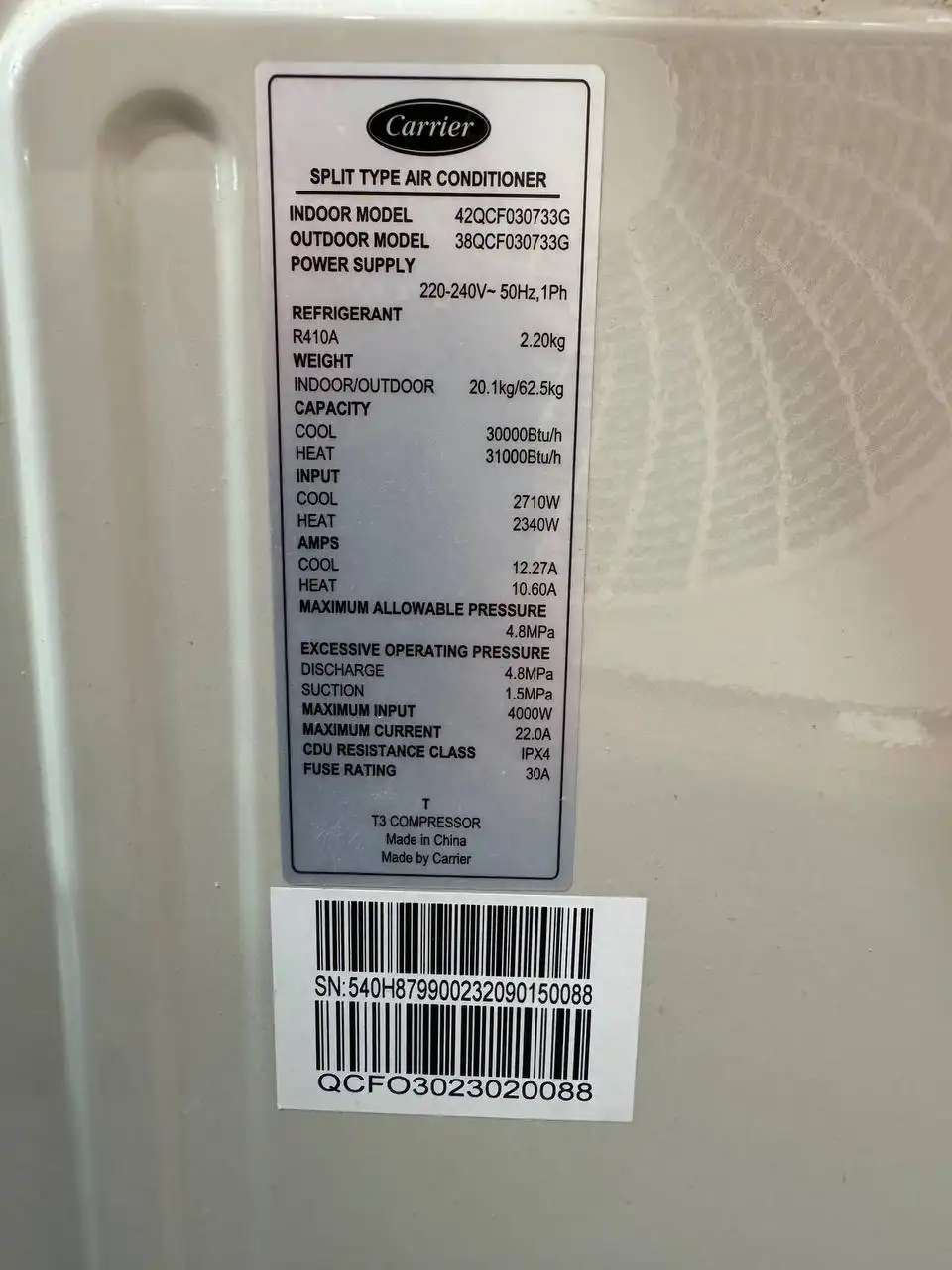 کولر گازی کریر 30000