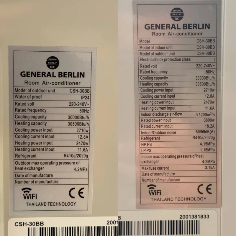 کولر گازی جنرال برلین 30000