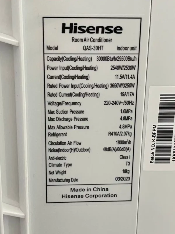 کولر گازی هایسنس 30000 عادی T3