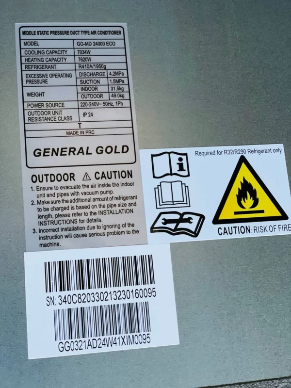 داکت اسپلیت جنرال گلد 24000 اینورتر