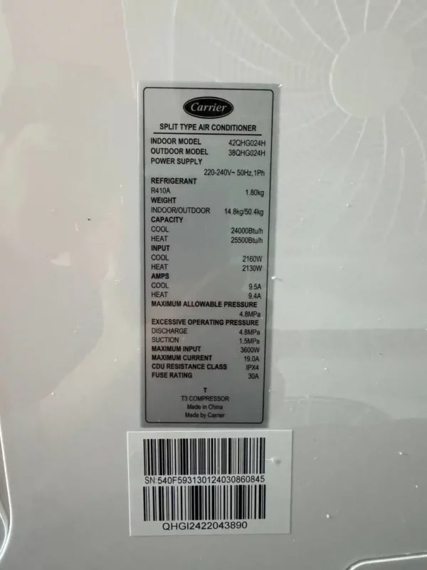 کولر گازی کریر 24000