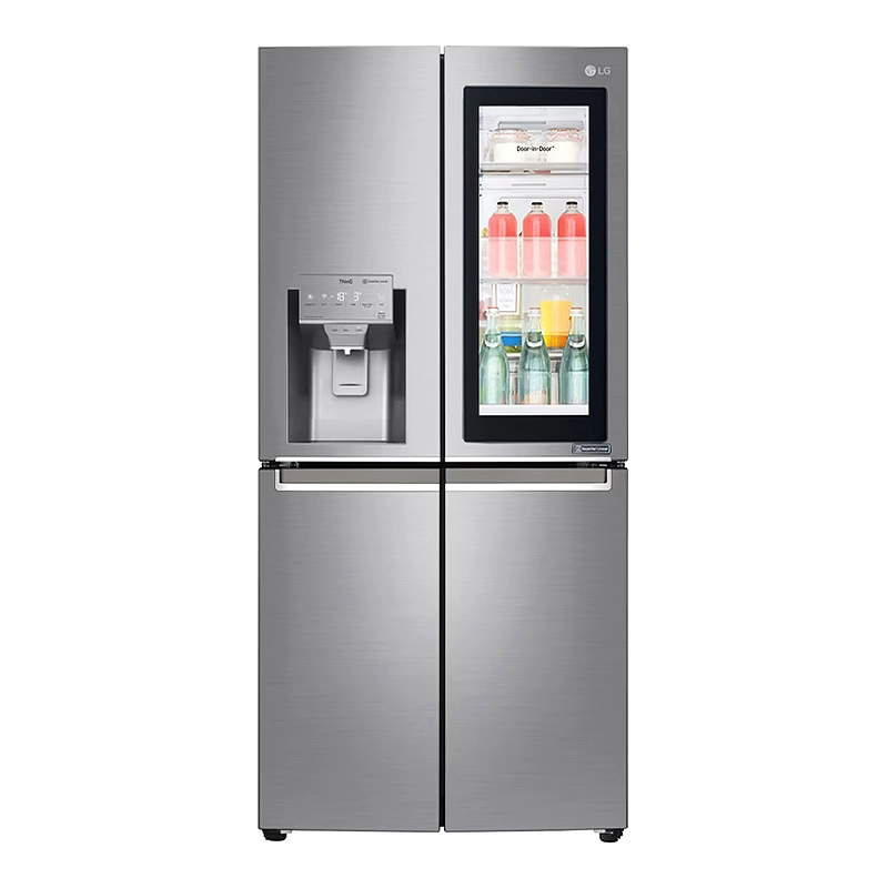 gallery-refrigerator-lg-side-GR-X29-momtazkala نمای روبروی یخچال ال جی X29 نقره ای با اینستاویو روشن