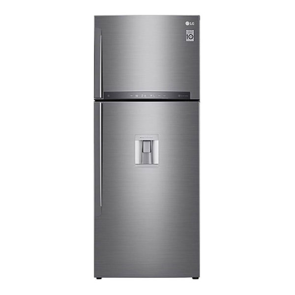 نمای روبه رو یخچال فریزر بالا پایین ال جی GL-F682HLHN نقره ای