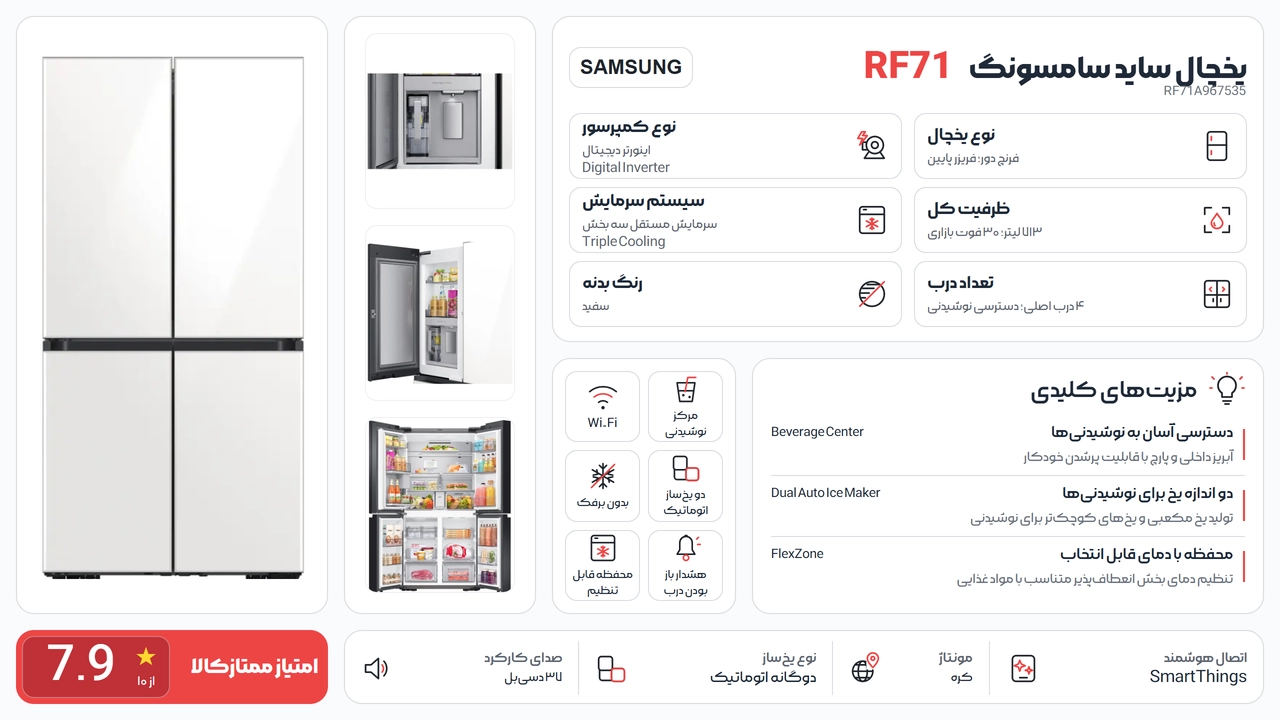 اینفوگرافیک یخچال ساید بای ساید سامسونگ RF71