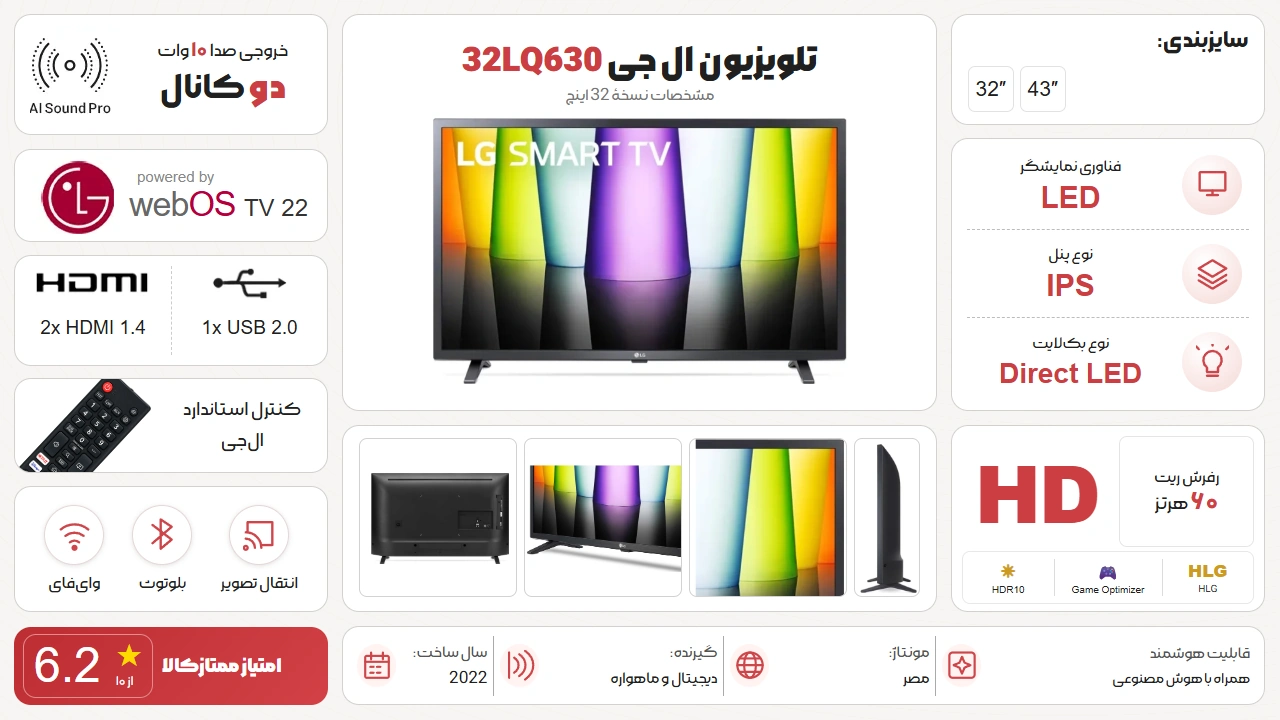 اینفوگرافیک تلویزیون ال جی 32LQ630