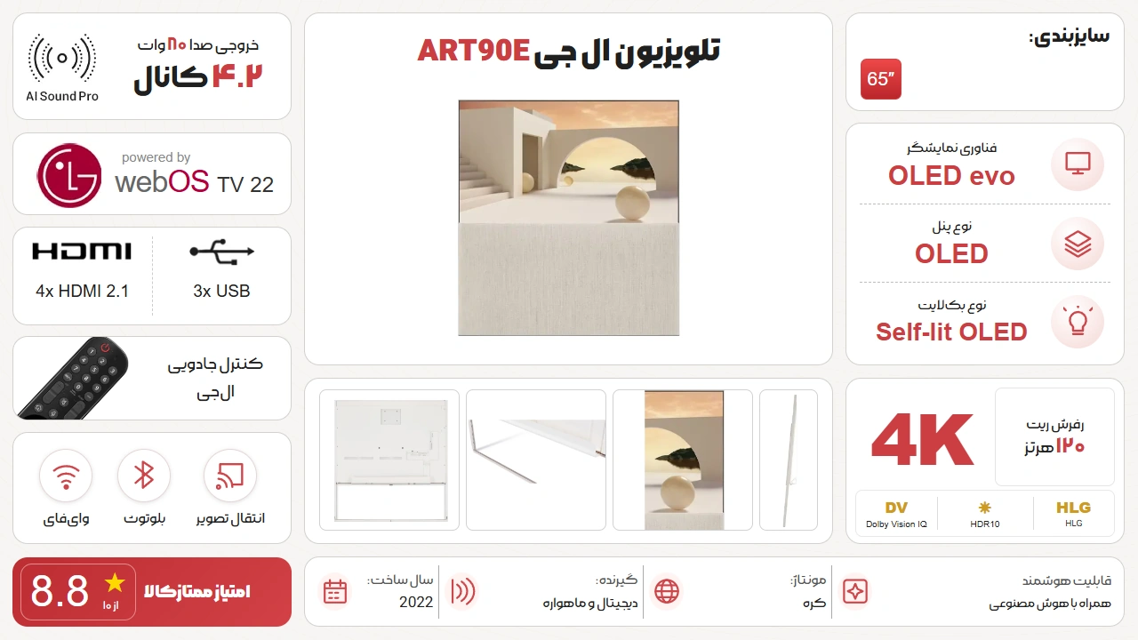 اینفوگرافیک تلویزیون ال جی 65ART90E
