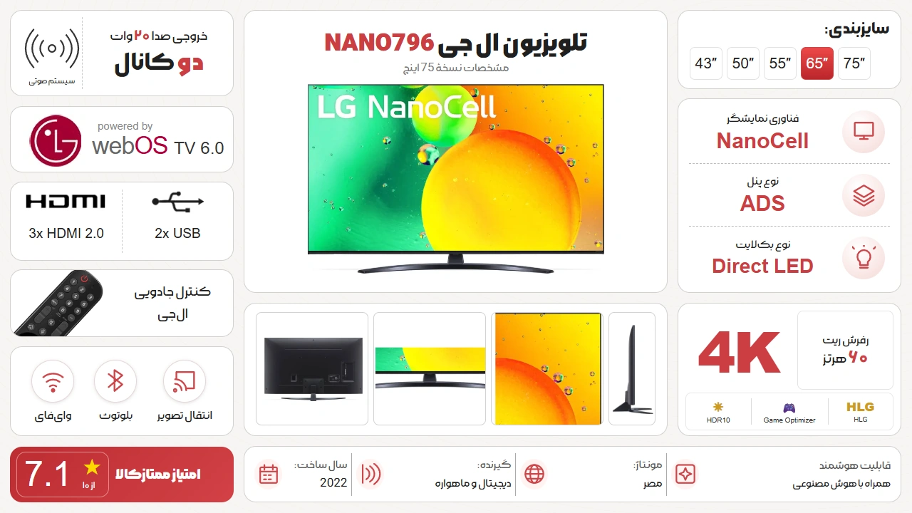 اینفوگرافیک تلویزیون ال جی 75NANO796