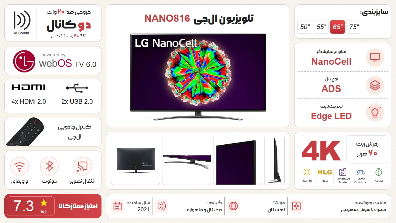 اینفوگرافیک تلویزیون ال جی 75NANO816