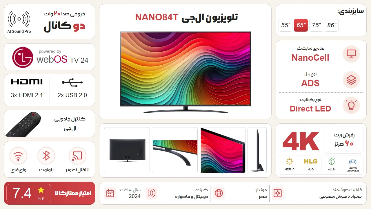 اینفوگرافیک تلویزیون ال جی 86NANO84T