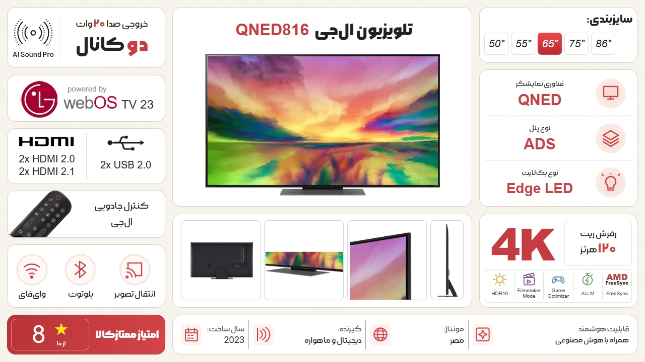 اینفوگرافیک تلویزیون ال جی 55QNED816