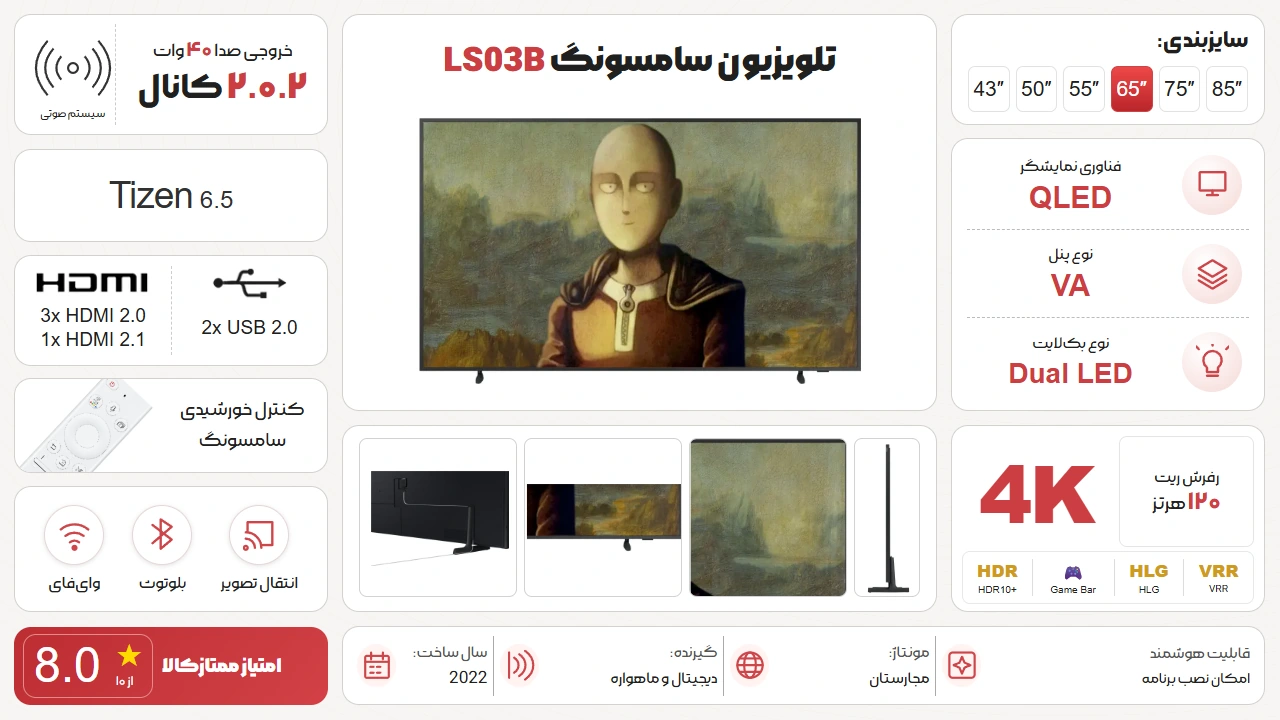اینفوگرافیک تلویزیون سامسونگ 65LS03B